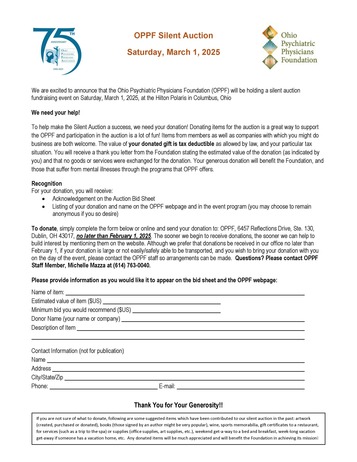 Silent Auction 2025 Donor Form